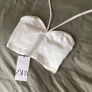 NWT Zara Cream Halter Top